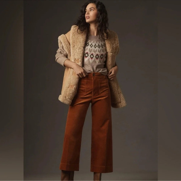 NWT Anthropologie Maeve The Colette Cropped Cord Wide Leg Bronze 24 - Picture 12 of 12